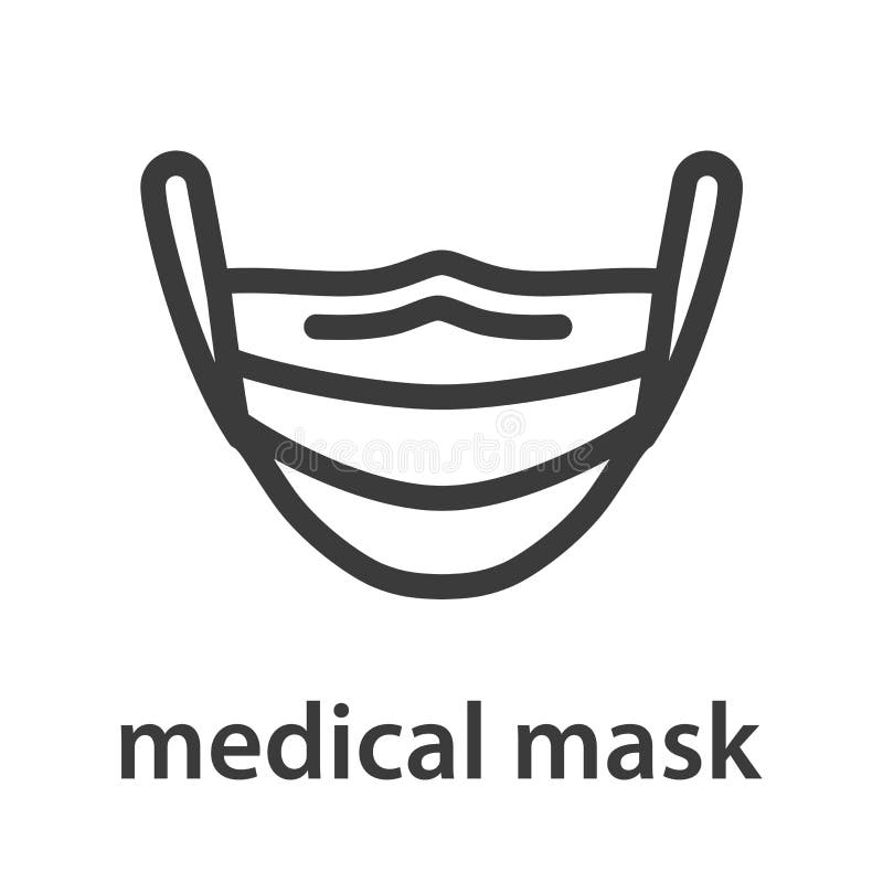 Medical Face Mask Icon Design Flat Simple Line Symbol in Black and