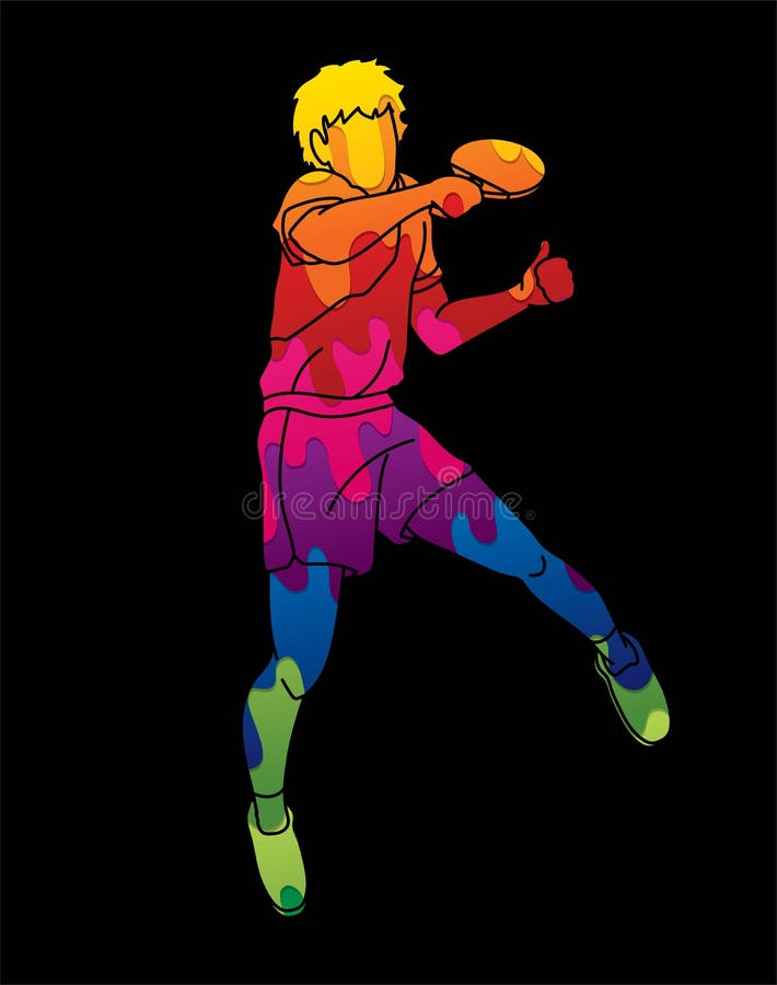 Ping Pong player, Table tennis action cartoon graphic