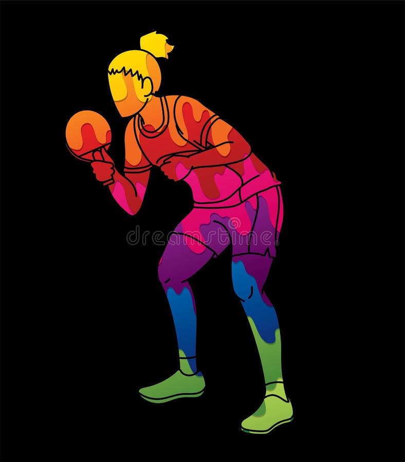 Ping Pong player, Table tennis action cartoon graphic