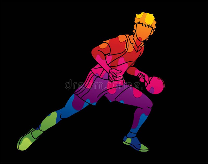 Ping Pong player, Table tennis action cartoon graphic