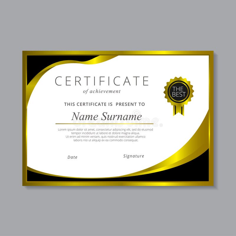 Modern Certificate Template Design With Gold White And Black Color