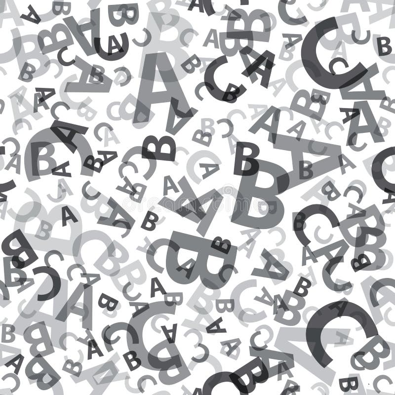 Black and White Abc Letter Background Seamless Stock Vector