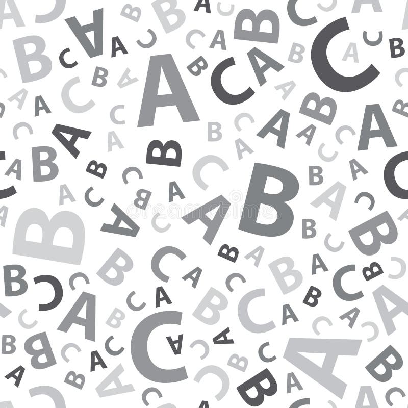 Black and White Abc Letter Background Seamless Stock Vector