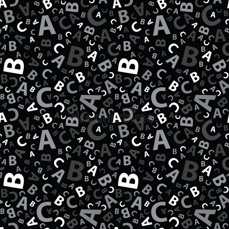 Black and White Abc Letter Background Seamless Stock Vector