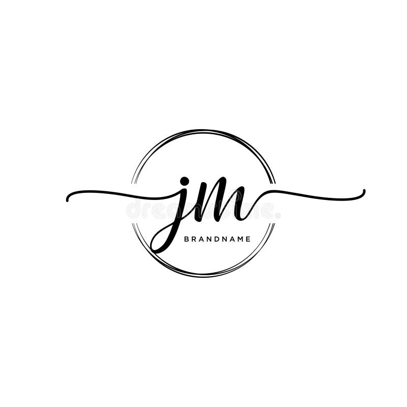 JM Initial Handwriting Logo with Circle Stock Vector - Illustration of ...
