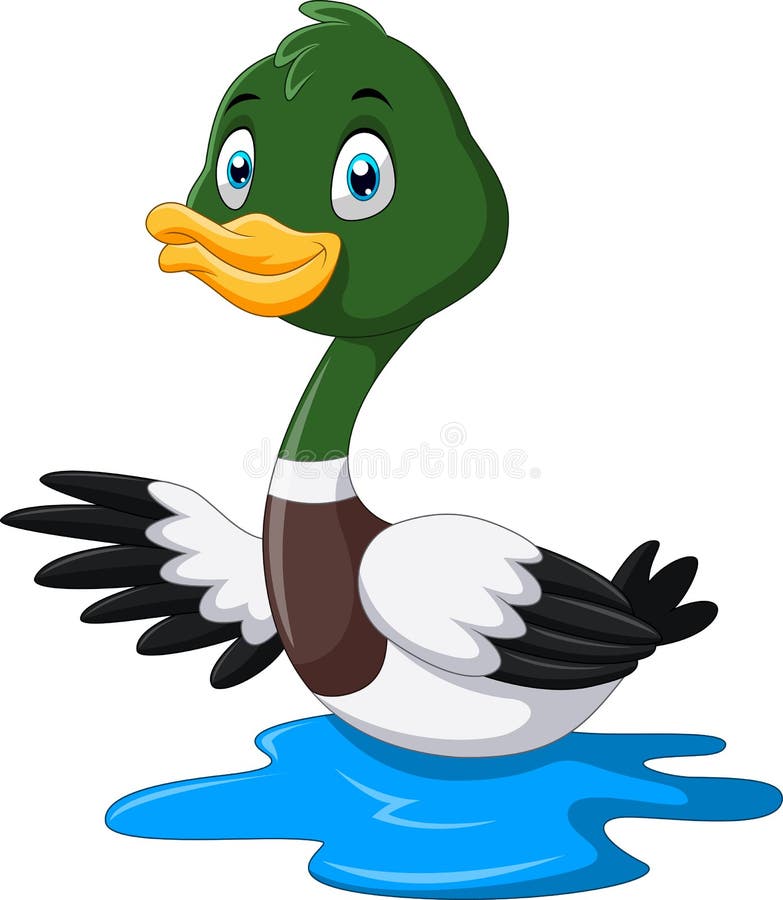 Cute cartoon Mallard duck waving royalty free illustration