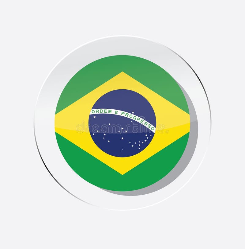 Circle Icon Vector Illustration of a Country Flag of Brazil Stock