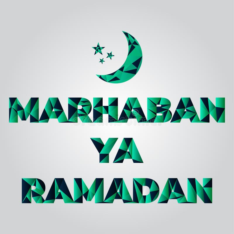 Marhaban Ya Ramadan Kareem Paper Cut Green Background Design Vector