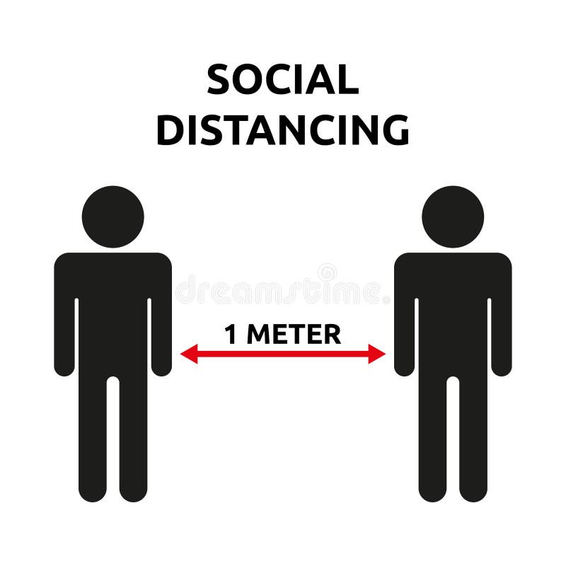 Social Distancing Concept Of Two People Icon With 1 Meter Distance Stock Vector Illustration Of Human Distance 179760750