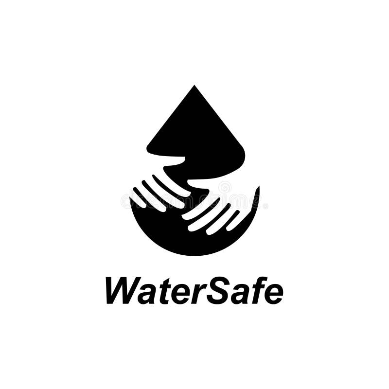 Hugged water illustration symbol. Water care logo design vector template royalty free illustration