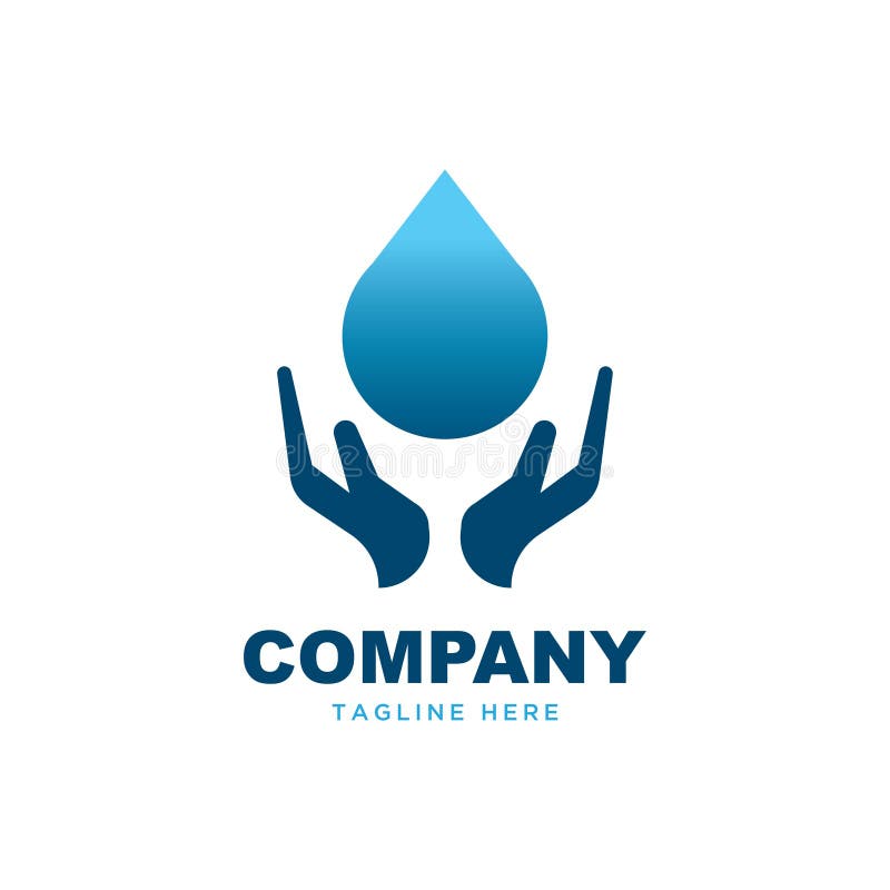 Water with hand illustration. Water care logo design vector template vector illustration
