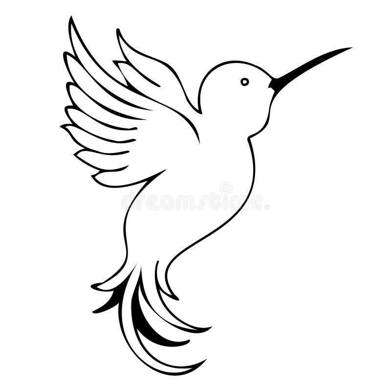 Hummingbird Silhouette Vector Illustration, Cartoon Drawing of ...