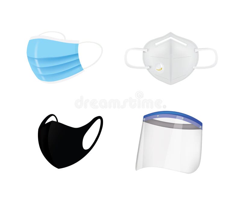 Surgery mask and face shield set royalty free illustration