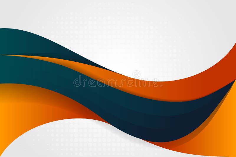 Modern abstract green tosca and orange 3D paper cut background with gradient grey.