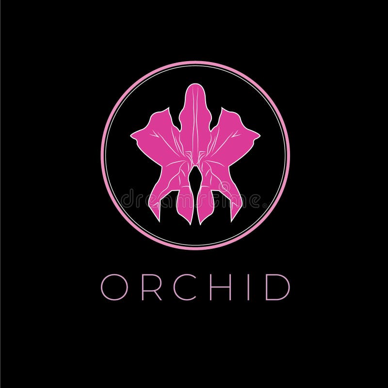 Orchid Logo Design Template In Simple Minimal Linear Style. Vector