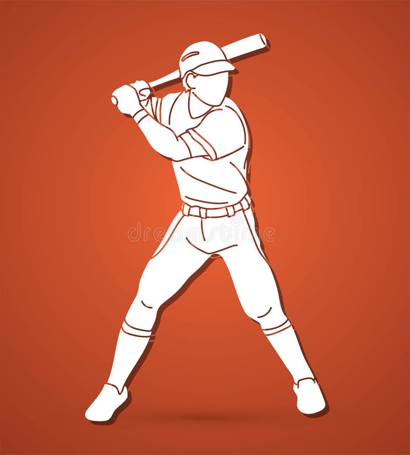 Baseball Player Action Cartoon Sport Graphic Vector. Stock Vector