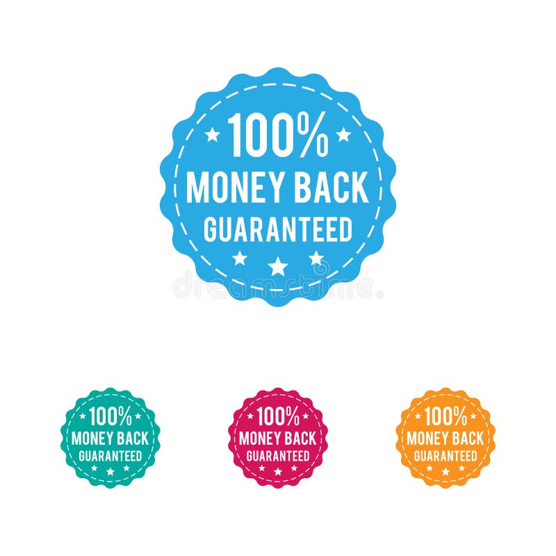 100 Money Back Guaranteed Label Design Vector Template. Stock Vector