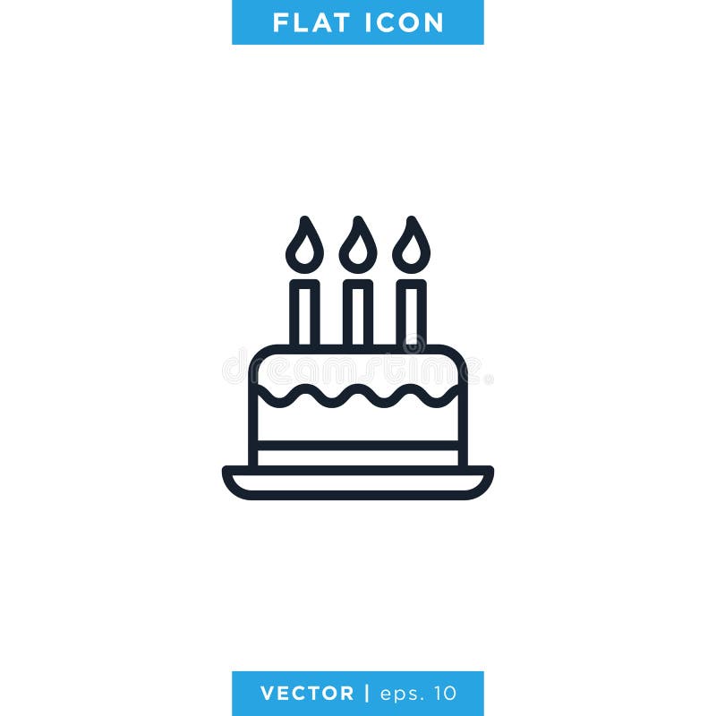 Birthday Cake and Candle Icon Vector Design Template Stock Vector