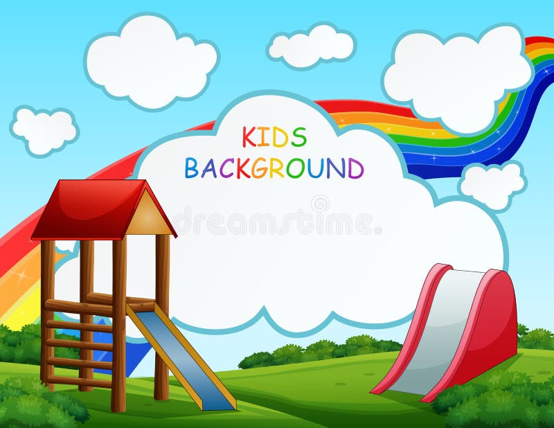 Playground Scene with Rainbow on the Background Stock Illustration Illustration of lifestyle