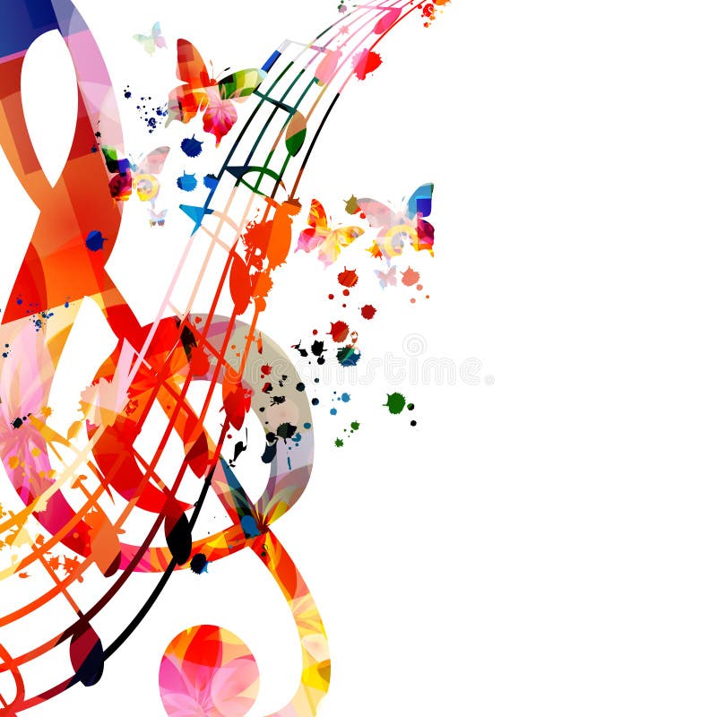 Colorful Music Promotional Poster with Gclef and Music Notes Isolated