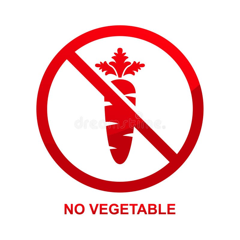 No Vegetable Sign Isolated on White Background Stock Vector