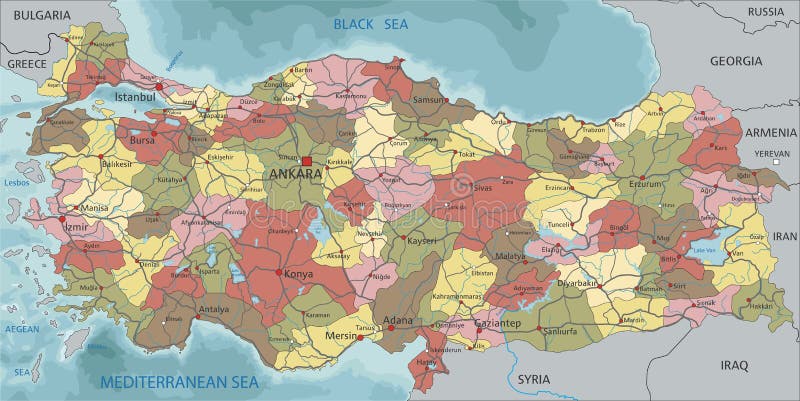 Turkey Political Map Capital Ankara Stock Illustrations – 146 Turkey ...