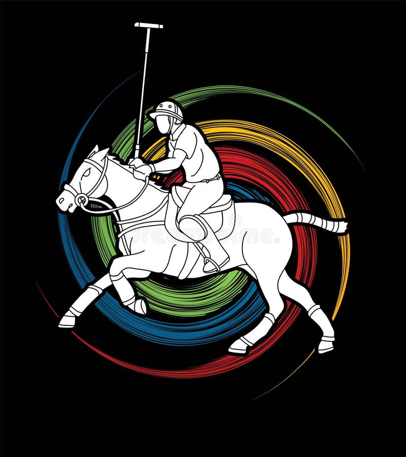 Horses Polo Player Sport Cartoon Graphic Vector Stock Vector ...