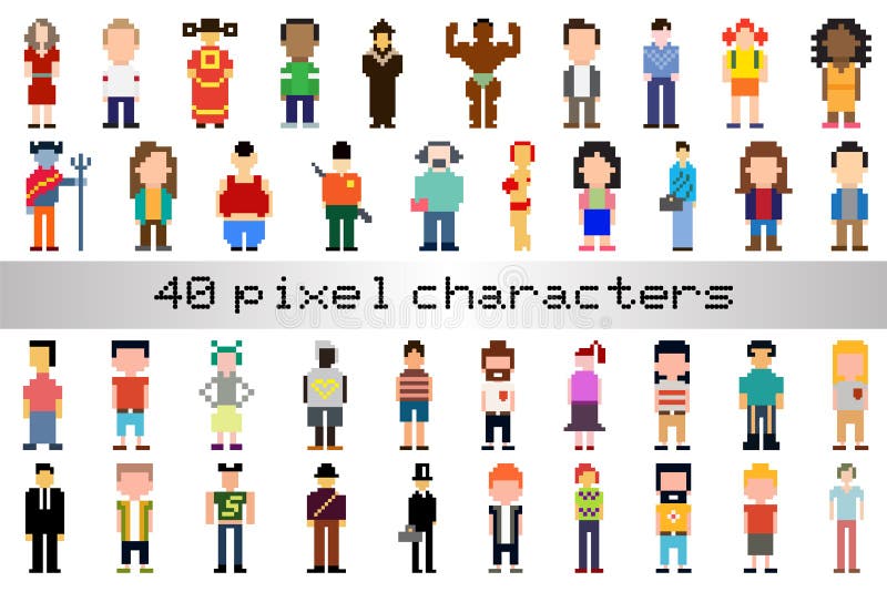 Pixel characters isometric stock vector. Illustration of avatar - 44335466