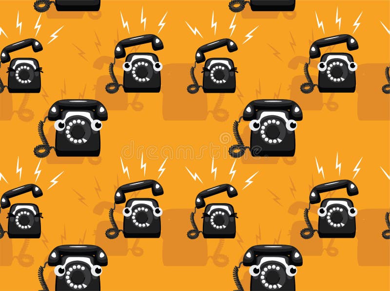 Retro Telephone Ringing Cartoon Vector Seamless Background Wallpaper-01
