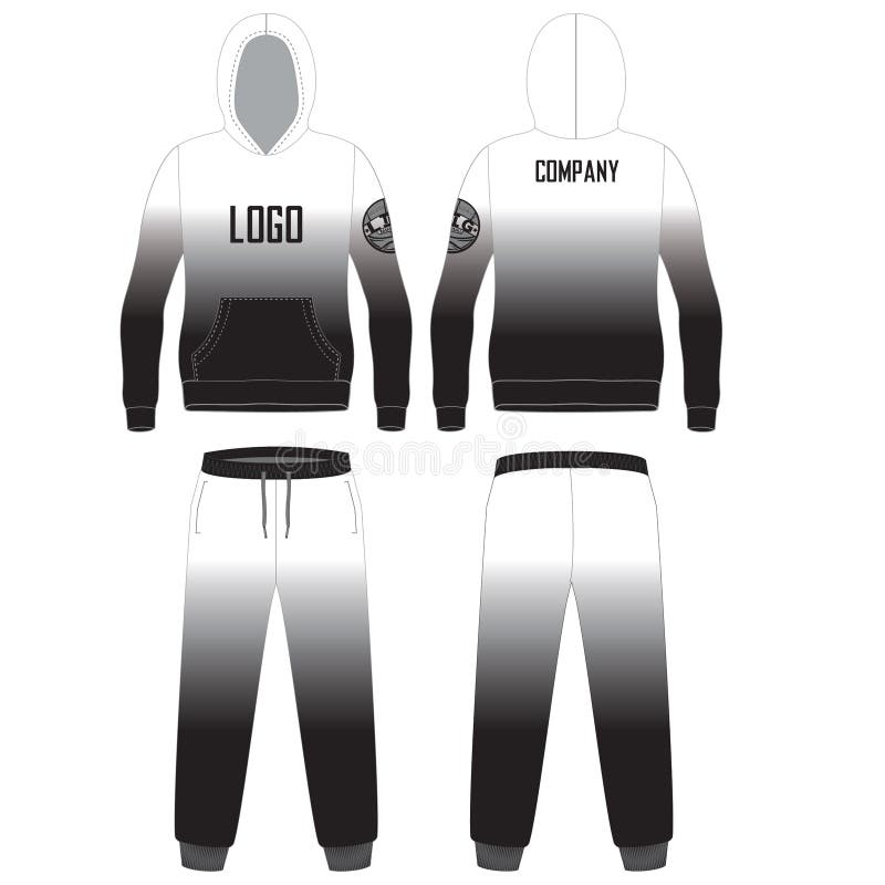 Long Sleeve Hoodie and Pant Custom Design Template Illustrations Mock ...