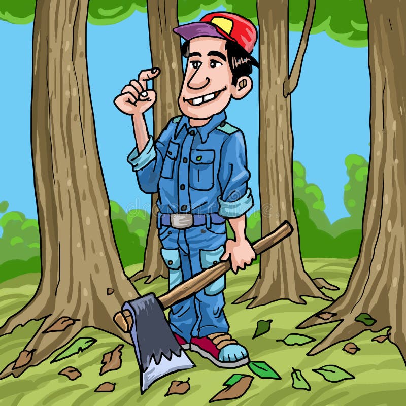 Man Cutting Wood Cartoon Stock Illustrations 233 Man Cutting Wood