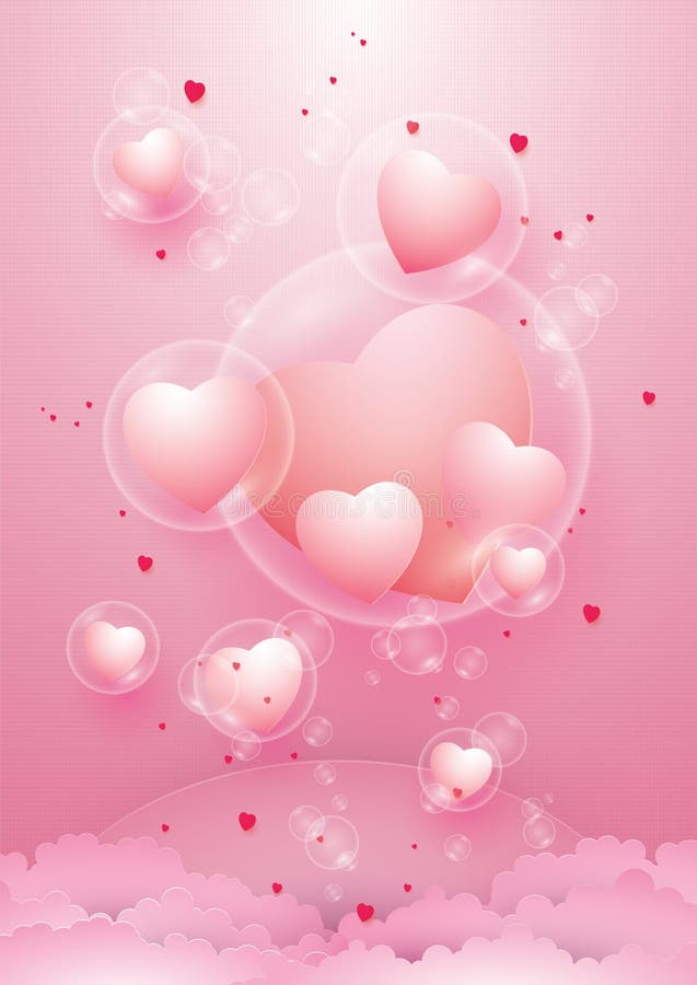 Hearts in Bubble Float on Top Isolated on Pink Background Stock Vector -  Illustration of creative, family: 189636020