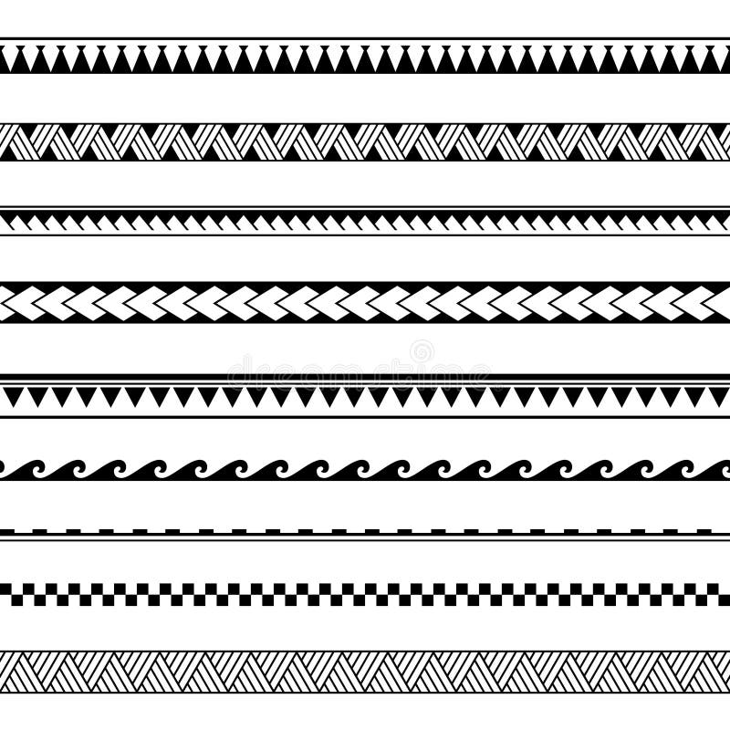 Set Of Vector Ethnic Seamless Pattern In Maori Tattoo Style. Geometric ...