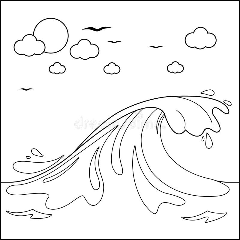 Black And White Ocean Waves Coloring Page Coloring Pages