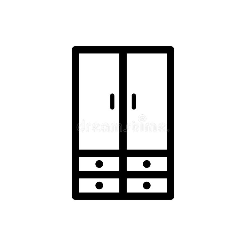 Wooden Cupboard Isolated Outline Icon. Vector Illustration Room ...