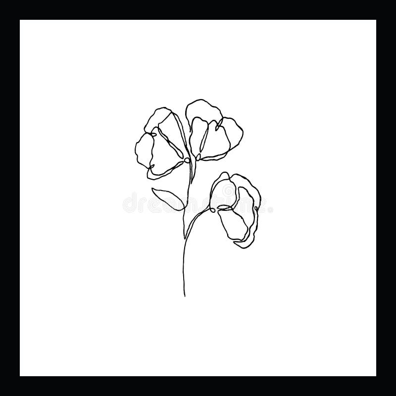 Simple Continous Line Art Floral Illustration Stock Vector ...