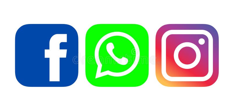 Facebook,Whatsapp And Instagram Logos.Isolated On White Background.  Editorial Photography - Illustration Of Logo, Symbol: 194551067