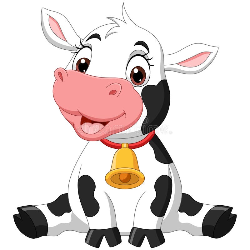 Cute Baby Cow Cartoon Sitting Stock Vector - Illustration of animal,  isolated: 195025486