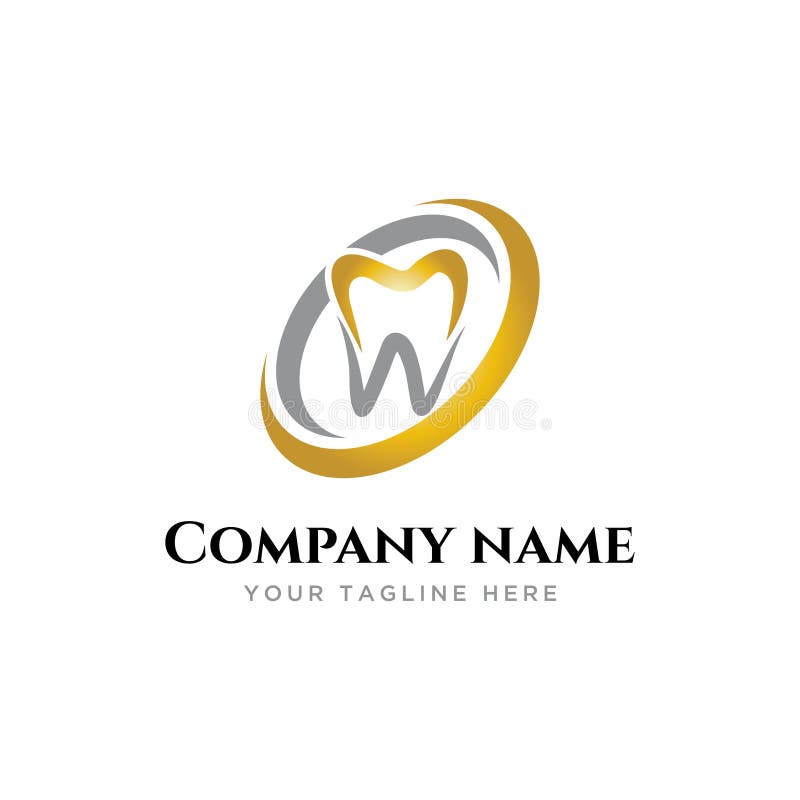 Elegant golden dental logo design inspiration-vector stock illustration