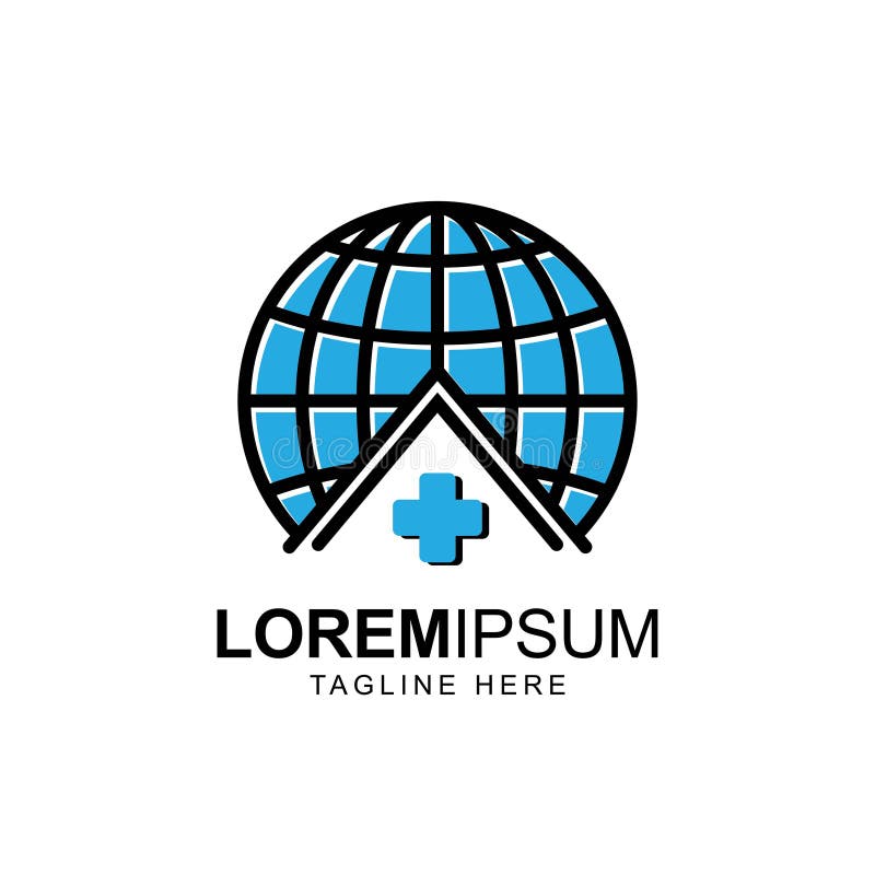 Globe with health symbol logo design vector illustration
