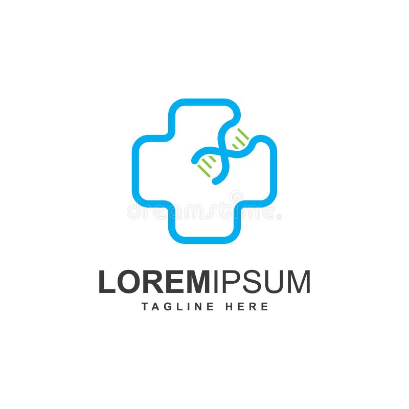 Cross with genetic/DNA symbol logo design royalty free illustration