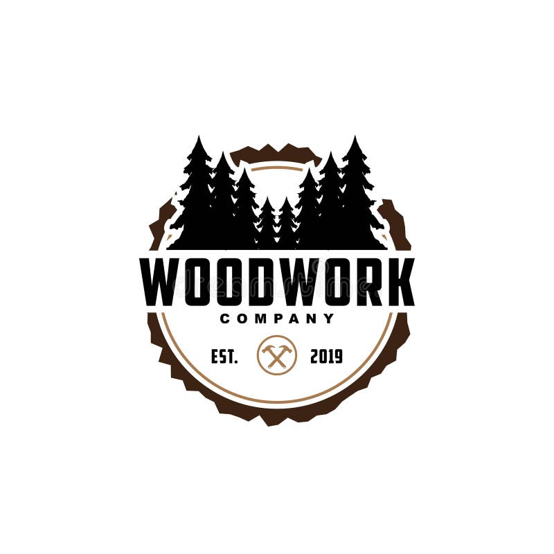 Wood work logo design template.creative badge for woodwork company.Carpentry logo inspiration