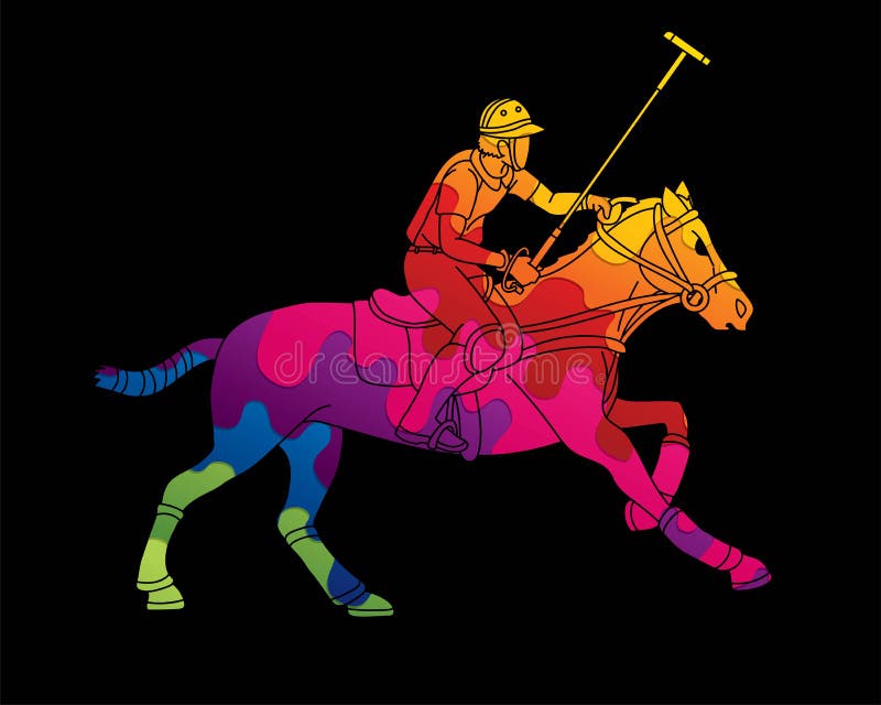 Polo Horse Player Action Sport Cartoon Graphic Vector. Stock Vector ...