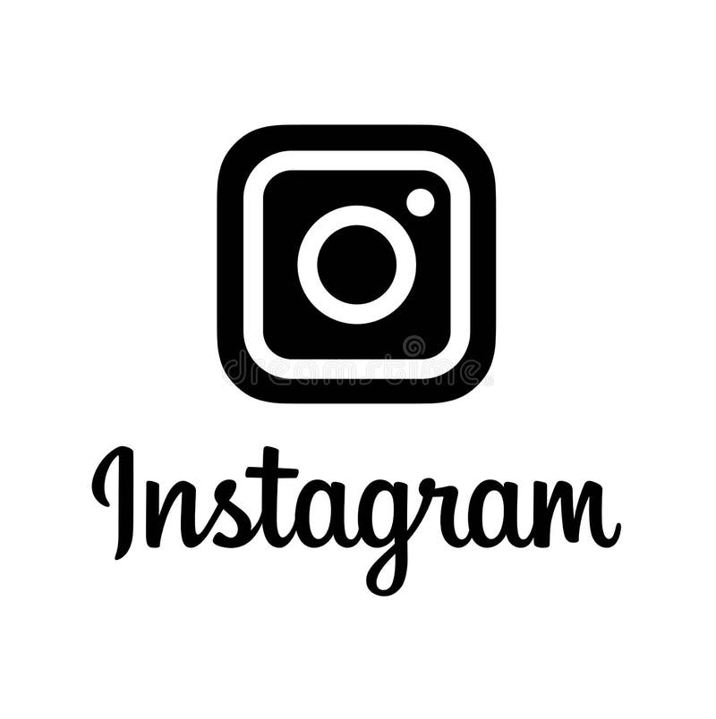 Biểu tượng Instagram đen trên nền trắng: \
