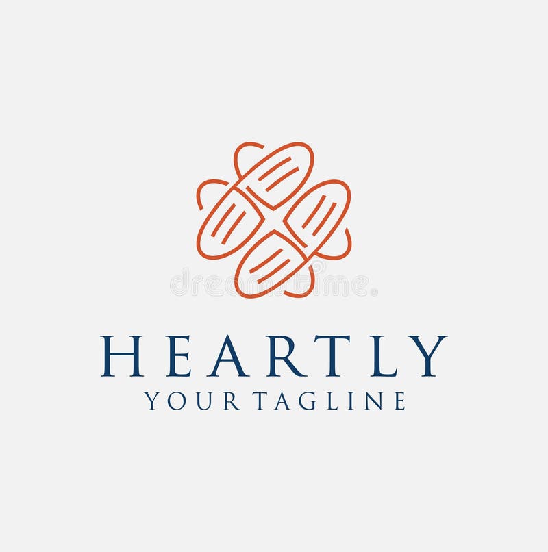 Monogram Heart Ornament Logo Design Abstract Line. Ornament Love Heart