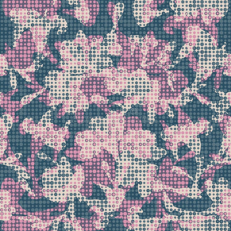 Floral decorative summer abstract seamless vector silhouettes on polka dot background. royalty free illustration