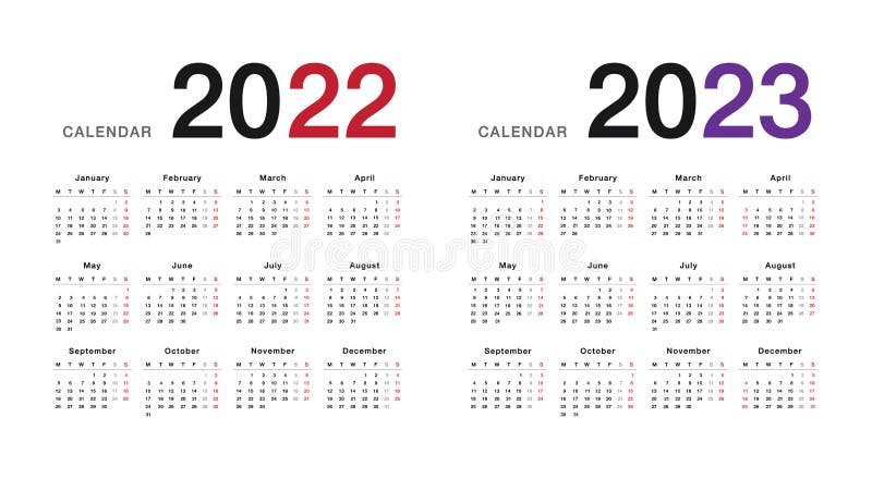 Neisd 2022 2023 Calendar Colorful Year 2022 And Year 2023 Calendar Horizontal Vector Design  Template, Simple And Clean Design. Calendar For 2022 And 2023 O Stock  Vector - Illustration Of Design, Banner: 200438079