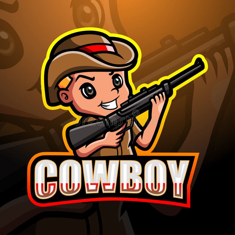 Cowboy mascot esport logo design stock illustration