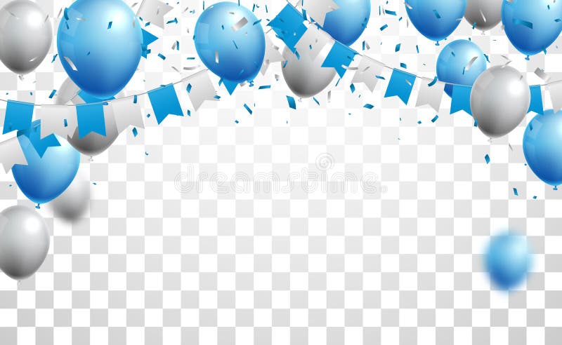 Celebrations banner with blue and silver balloons royalty free illustration