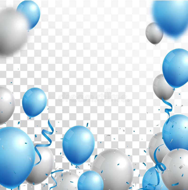 Celebrations banner with blue and silver balloons royalty free illustration